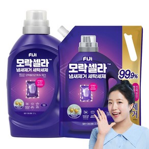 피지 모락셀라 냄새제거 액체세제 일반드럼 겸용 코튼향 용기 2.1L + 리필 2.3L, 1개