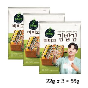 CJ 비비고 김밥김 전장김 대용량 (22gx3개), 1세트, 66g