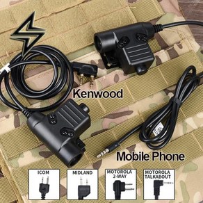 전술헤드셋 통신 헤드셋 COMTAC Eamo Fit Motoola Midland Baofeng Kenwood 플러그 워키 토키를위한 WADSN 군사 전술 U94 PTT, 11.BK-Mobile Phone, 11 BK-Mobile Phone, 1개