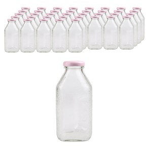 가인글로벌 사각델몬트300 유리병, 38러그캡 (핑크), 38개, 300ml