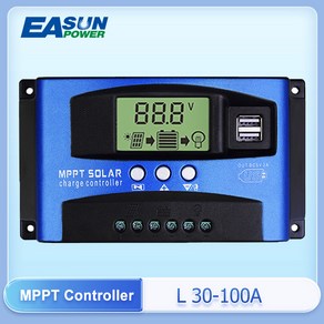 MPPT 광 충전 컨트롤러 듀얼 USB LCD 디스플레이 자동 패널 레귤레이터 30 40 50 60 100A 12V 24V, [02] 40A, 1개