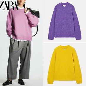 ZARA 자라 여성 캐주얼 니트 스웨터 라운드넥 울 혼방 루즈핏 1097008