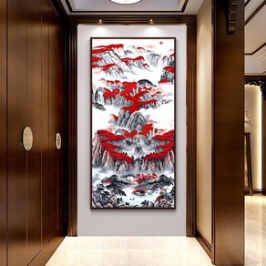 동양화 아크릴화 그리기 특대형 명화 유화 캔버스 페인팅 색칠 산수화 세로 70x140cm, 명화그리기 50x100, 1개