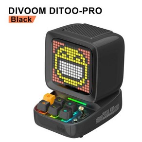 Divoom DitooPo 레트로 픽셀 아트 블루투스 휴대용 스피커 알람 시계 DIY LED 디스플레이 보드 귀여운 선물 가정 조명 장식, 1) DitooPo Black  스피커, 1) Ditoo-Po Black - 스피커