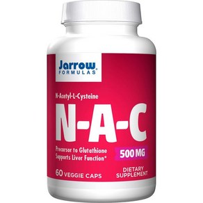 Jaow Fomulas 자로우 포뮬러 N아세틸 시스테인 500mg 아미노산 글루타티온 전구체, NAC, 1개, 60정