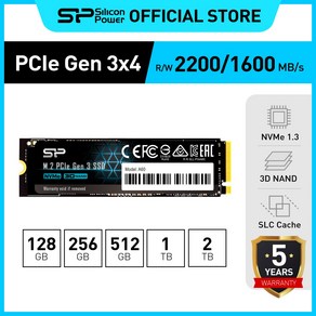 실리콘파워 PCIe Gen 3 x 4 M.2 2280 NVMe SSD P34A60, P34 A60, 256GB