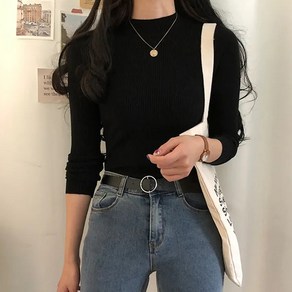 라라홀리 데일리 슬림 골지 반폴라 이너 니트티