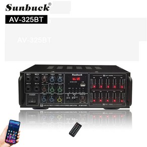 Sunbuck325bt 110/220V 블루투스 파워 앰프 오디오 스테레오 디지털 지원 4 마이크 입력 USB SD FM AUX 리모콘 포함, 02 325BT US Plug