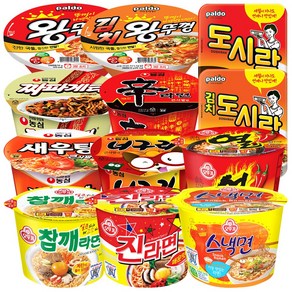 용기컵라면 12종 농심(신라면+너구리+새우탕+짜파게티)+오뚜기(진라면매운+스낵면+열라면+참깨)+팔도(왕뚜껑+김치왕뚜껑+팔도도시락+김치도시락) 1세트