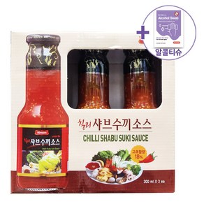 트레이더스 칠리 샤브수끼소스 300ML X 3 [에어캡포장] + 더메이런알콜티슈, 3개