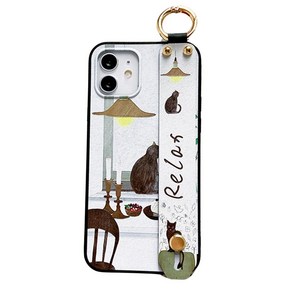 신서엔코 갤럭시노트9케이스 갤럭시노트8케이스 Galaxy Phone Case SCS-1545 릴렉스 고양이 일러스트 핸드 스트랩 케이스