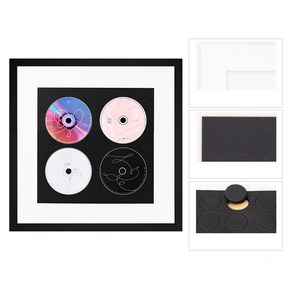 Ma.06 191번 예취 원목 cd 액자 디스크 수납 앨범 소장 dvd 보관용 디스크 수집 액자 벽걸이 전시액자Z, 9_별빛 블랙 (벽 걸 기 전용) 화이트 카드 블랙 카, 4개