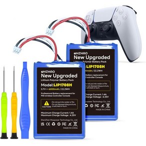 소니 PS5 플레이스테이션 5 듀얼 센스 컨트롤러 CFI-ZCT1W 게임패드용 6000mAh LIP1708 배터리 3.7V 대용량 배터리 교체