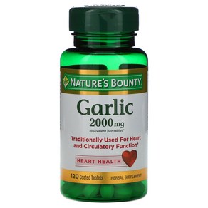 Natures Bounty 마늘 2 000mg 코팅 정제 120정