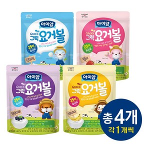 일동후디스 아이얌 그릭요거볼 4개 혼합, 1세트, 20g, 플레인1 + 딸기1 + 바나나1 + 블루베리1