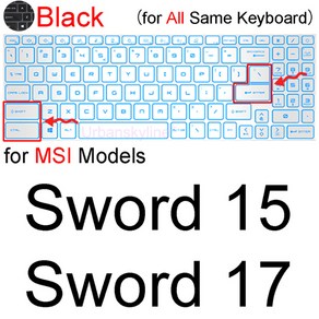 MSI Swod 17 Swod 15 용 키보드 커버 게임용 노트북 보호기 스킨 케이스 실리콘 액세서리 TPU 15.6 17.3 인치, 02 Black Swod 15 17, 한개옵션1