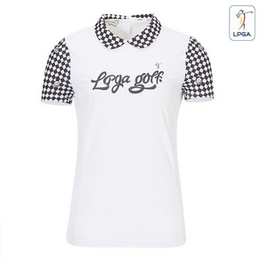 LPGA 여성 체크패턴 배색 제에리 티셔츠 L182TS652P