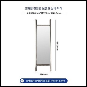 스테인리스 프레임 전신 거울 대형 인테리어 럭셔리 드레싱 이동식, 다른, 아니요, A. 스테인리스 전신거울57.6cmx188cm, 1개