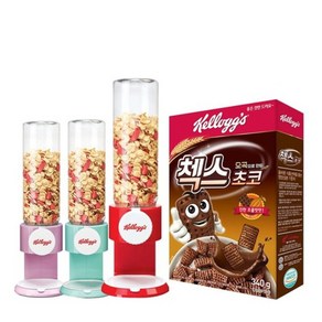시리얼 디스펜서(핑크)+오곡 첵스초코 340g, 1개