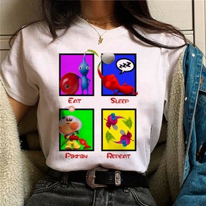 피크민 3 디럭스 블룸 보라 바위 루이 커플 반팔 티셔츠 잠옷 굿즈 Pikmin 여자 일본 하라주쿠 디자이너 의류
