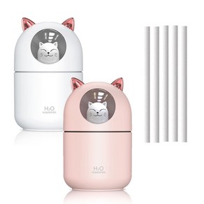 야옹이 가습기 애완 고양이 300ml 대용량 미니 가습기 USB가습기 무드등 필터 5개 포함 KC인증 대량 구매