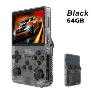 소스 인치 IPS 35 포켓 게임 64GB 플레이어 시스템 휴대용 R36S 오픈 콘솔 R35S 게임 레트로 리눅스 비디오 휴대용 비디오 스크린, 1) Black