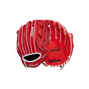 Wilson 2024 A450™ 27.9cm11인치 청소년 내야 야구 장갑 - 왼손 투구 레드/화이트 218373, 오른손 던지기, 1개