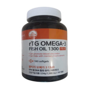 [파마젠]TG 알티지 오메가-3 1300+Vita E 180캡슐 6개월분 혈행개선 정제어유, 160정, 1개
