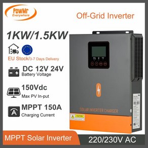 인버터 PowM ~ 150Vdc 오프 MPPT 1.5KW 24V 230V DC 하이브리드 1KW AC 40A 사인파 12V 태양광 PV 충전 Max 그리드 순수, 1개