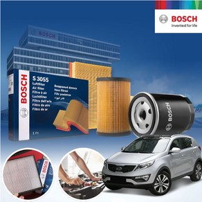 스포티지R(10~15) D 디젤 BOSCH 에어크리너 오일필터 2종세트 9L 필요 a2412+o096 KPT-5560292 cs02047, 1개