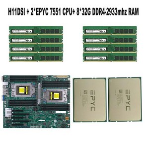 슈퍼마이크로 H11DSI REV2.0 마더보드 소켓 SP3 + 2 * EPYC 7551 32C/64T 180W CPU 프로세서 8*32GB = DDR4, 06 CPU