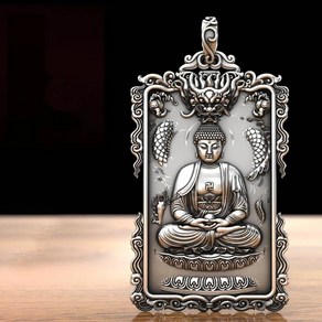 관세음보살 부처님 Amitabha Avalokitesvara 펜던트 남성 쥬얼리 트렌디 가디언 실버 925 체인 여성 부적