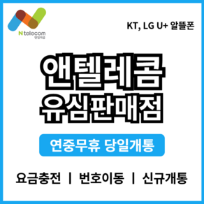 앤텔레콤 선불폰 후불폰 알뜰폰 kt lg 공식 정품 선불유심, 앤텔레콤 L망, 1개