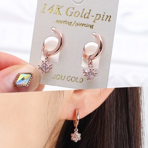 쥬골드 14K 귀걸이 Gold-pin DZ140 링귀걸이 14K큐빅귀걸이