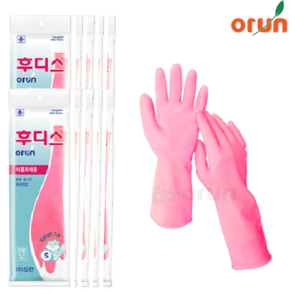 [오런] 후디스 가정용 식품용 작은 고무장갑, 핑크, 소(S), 10개