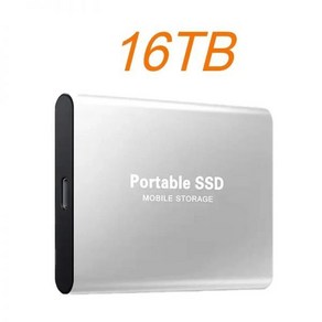 휴대용 외장 SSD 하드디스크 외장하드 1TB 하드 드라이브 2TB 고속 솔리드 디스크 USB 3.1/C 타입 대용량 저장 장치 노트북/휴대폰용, 없음, 30) Silve 16TB