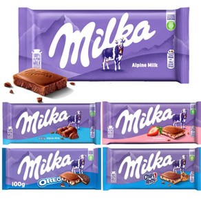 밀카 100% 알프스 우유 milka 초콜릿 100g x 4개 5종 교차가능, 종류:알프스밀크4개