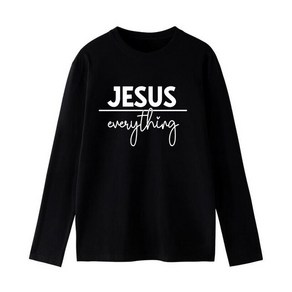 bible 래터링 말씀래터링Jesus Over Everything 성경 구절 여성 긴 소매 티셔츠 코튼 스트리트웨어 봄 패션