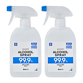 AWAS 에탄올 항균 살균 알콜 소독스프레이, 2개, 500ml