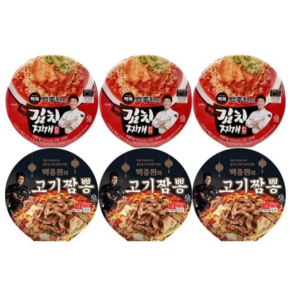 빽쿡 백종원 김치찌개 140g 3개 + 고기짬뽕 105g 3개