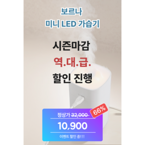 보르나 미니 LED 가습기 무소음 차량용 조용한 무드등 휴대용 미니가습기 사무실, 핑크