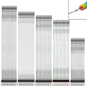 와이어 목줄 쇼크리더 낚시 와이어 목줄 회전 리더 자작채비 강선와이어 미끼용 낚시용 60개(5가지 사이즈 3.9/5.9/7.8/9.8/11.8in)블랙 그린 실버, 1개