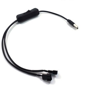 40cm 5V PWM 팬 어댑터 케이블 USB 스위치 확장 케이블 켜기/끄기 스위치, 1개