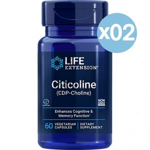 Life Extension 라이프 익스텐션 시티콜린 60캡슐 2팩 Citicoline (CDP-Choline), 60정, 2개