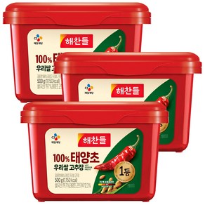 해찬들 태양초 골드 고추장, 500g, 3개