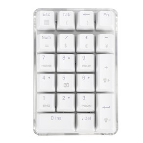 기계식 숫자 키패드 GATERON 갈색 스위치 유선 게임 키패드 크리스탈 케이스 흰색 백라이트 21 키 미니 숫자 패드 키패드, [01], 하얀색, 한개옵션1