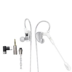 CVJ 어쌔신 실버 인이어 이어폰 게임 모드 HIFI 마이크 하이브리드 튜닝 스위치 유선 이어버드 IEM 헤드폰 1BA 1DD 1 진동, 1) 은, 한개옵션2