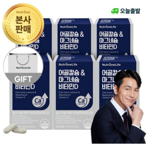 [오늘출발] 뉴트리원 흡수빠른 어골칼슘 칼슘 마그네슘 비타민D 세트 구성, 6박스, 60정