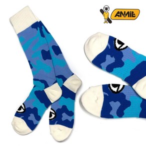 ANNIE BOARD SPORTS SOCKS 애니 스키 스노우보드 겨울 양말 성인남성 25-28cm, 1개, [얼룩무늬]블루