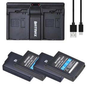 Batmax PSP 1000 배터리 및 USB 듀얼 충전기 소니 PSP1000 1001 1002 1003 1004 1005 1006 콘솔용 3600mAh, 1)1 battey